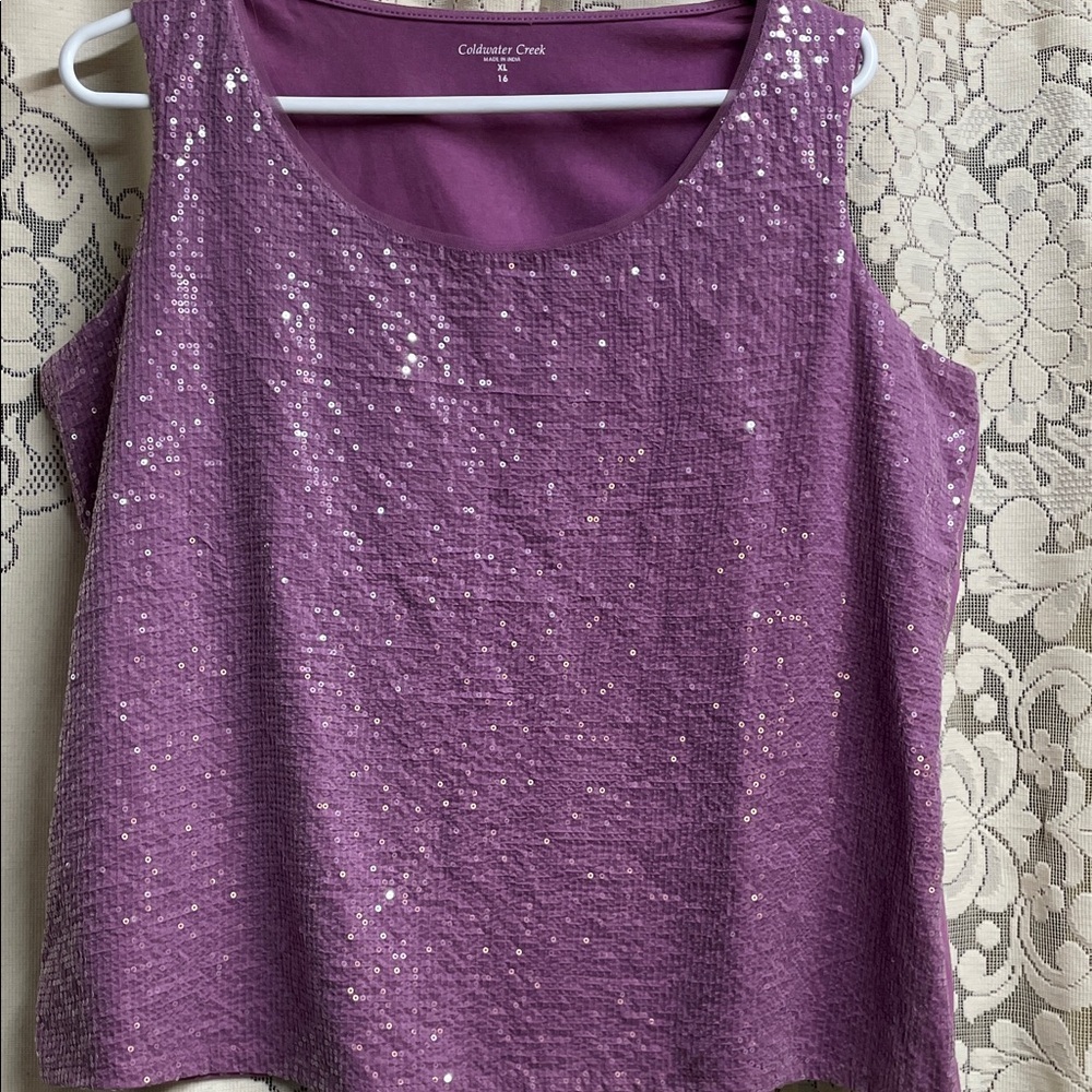 Coldwater Creek Sparkling Purple Tank Top